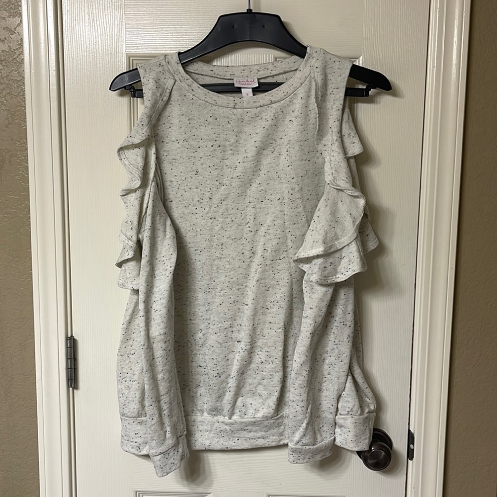 Shoulder cut-out Maternity Sweatshirt with Ruffles Size Small